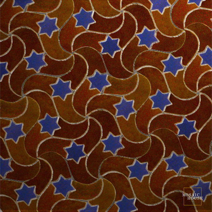 Mosaic House Moroccan tile RafRaf 19-15 Brown Cobalt Blue  zellige, mosaic, zellij, field, pattern, glaze 