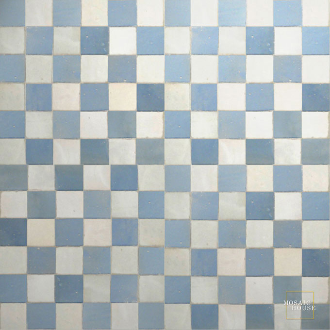 Mosaic House Moroccan tile Rceef Multi 1-20 White Sea Blue  zellige, mosaic, zellij, field, pattern, glaze, simple, classic, grid, squares 