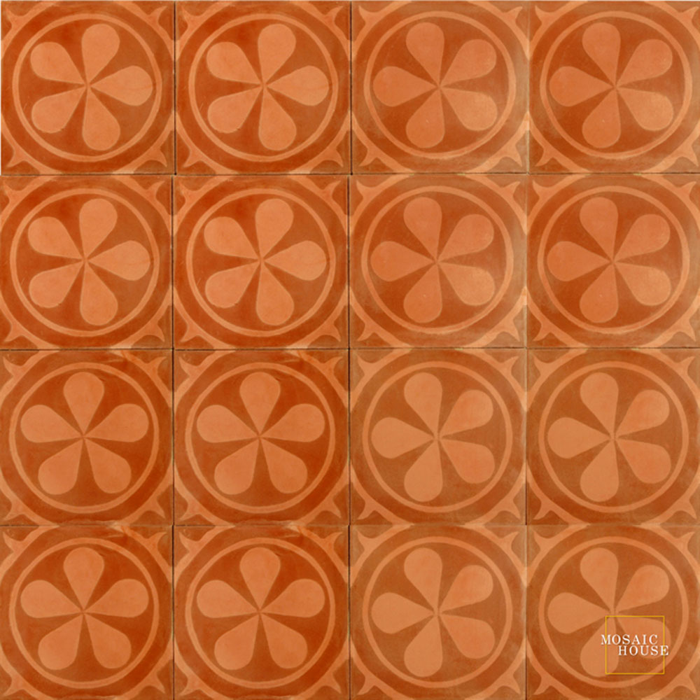 Mosaic House Moroccan tile Aureola C10-25 Brick Red Indian Red  cement, encaustic, field, pattern 