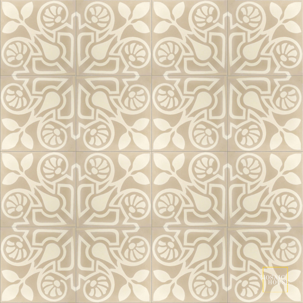 Mosaic House Moroccan tile Brooklyn C31-3 Almond, tan, beige Cream, white  cement, encaustic, field, pattern 
