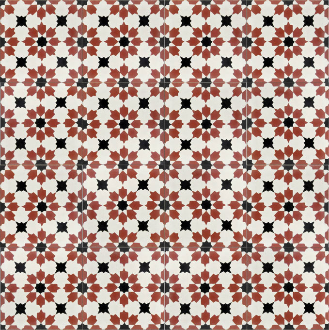 Mosaic House Moroccan tile Fassia C14-10-4 White Brick Red Black  cement, encaustic, field, pattern 