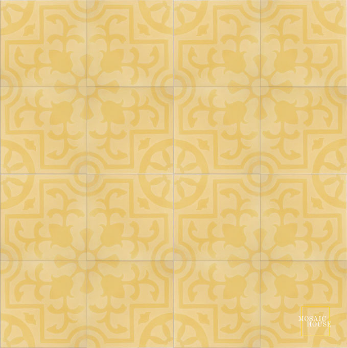 Mosaic House Moroccan tile Jardin C1-15 Ochre, yellow, orange  solid cement, encaustic, field, pattern 