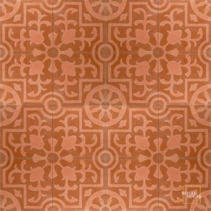 Mosaic House Moroccan tile Jardin C10-25 Brick Red Indian Red  cement, encaustic, field, pattern