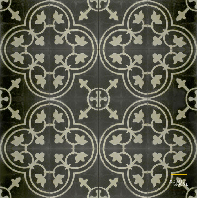 Mosaic House Moroccan tile Maison C4-34 Black Aged Copper, gray  cement, encaustic, field, pattern