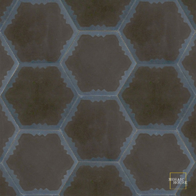 Mosaic House Moroccan tile Parisienne Art C4-41 Black Midnight Blue  cement, encaustic, field, pattern 