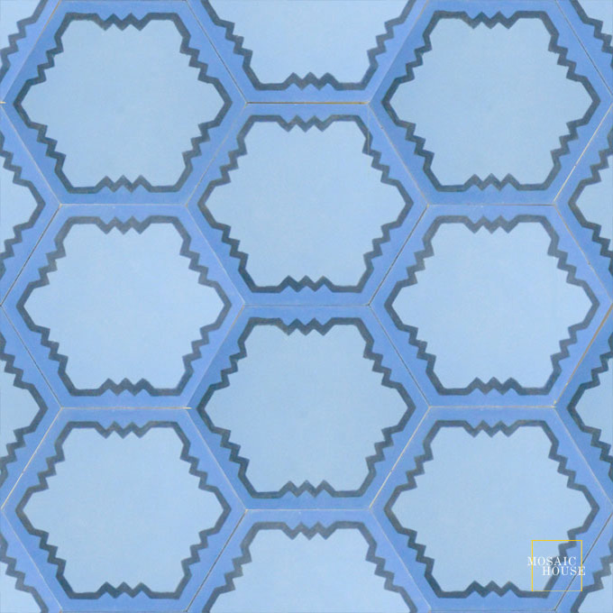 Mosaic House Moroccan tile Parisienne Art C6-43-11 Pacific Blue Indigo, blue Blue  cement, encaustic, field, pattern 