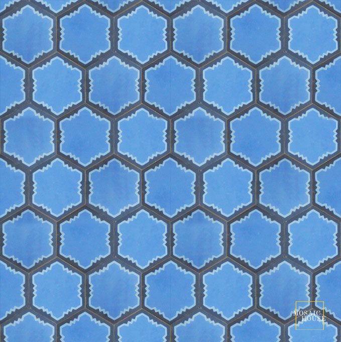 Mosaic House Moroccan tile Parisienne Art C11-6-43 Blue Pacific Blue Indigo, blue  cement, encaustic, field, pattern 