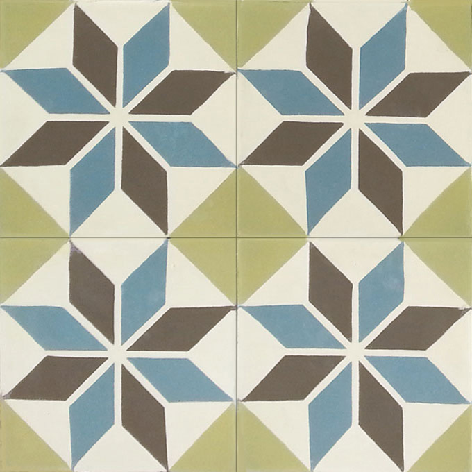 Mosaic House Moroccan tile Queens C3-5-29-37 Cream, white Chocolate, brown Azur Blue Lime Green  cement, encaustic, field, pattern 