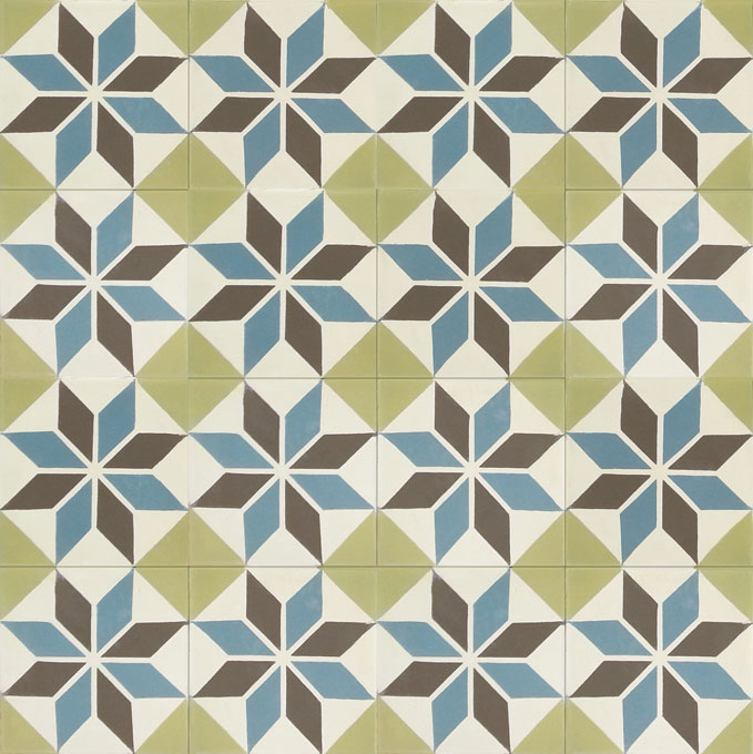 Mosaic House Moroccan tile Queens C3-5-29-37 Cream, white Chocolate, brown Azur Blue Lime Green  cement, encaustic, field, pattern 