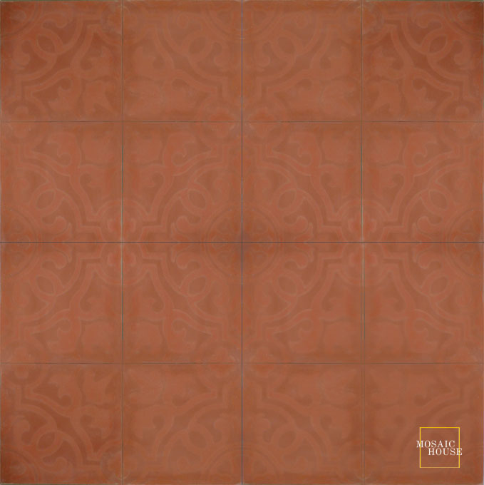 Mosaic House Moroccan tile Versailles C10-10a Brick Red Brick Red  cement, encaustic, field, pattern 