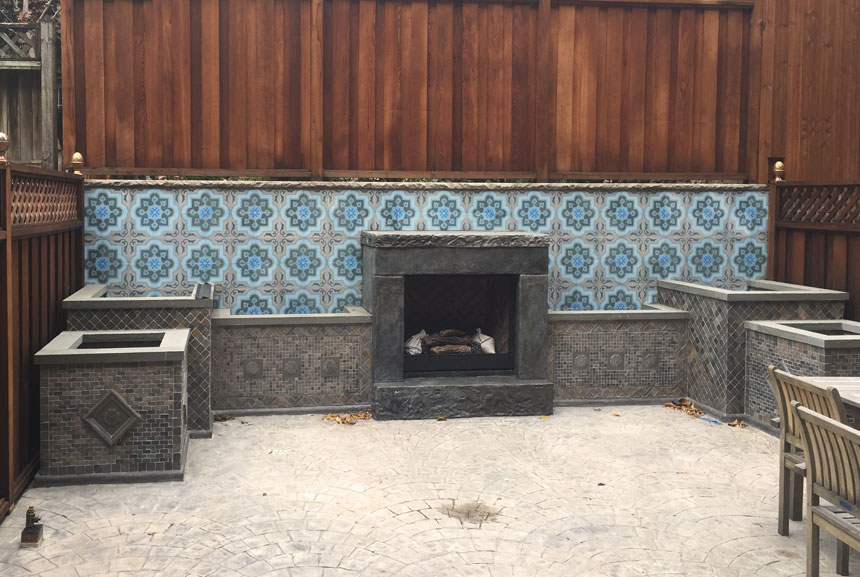 Mosaic House Moroccan tile Waterlily C24-29-22-39-6-11 Silver, gray Azur Blue Powder Blue Sky Blue Pacific Blue Blue  cement, encaustic, field, pattern