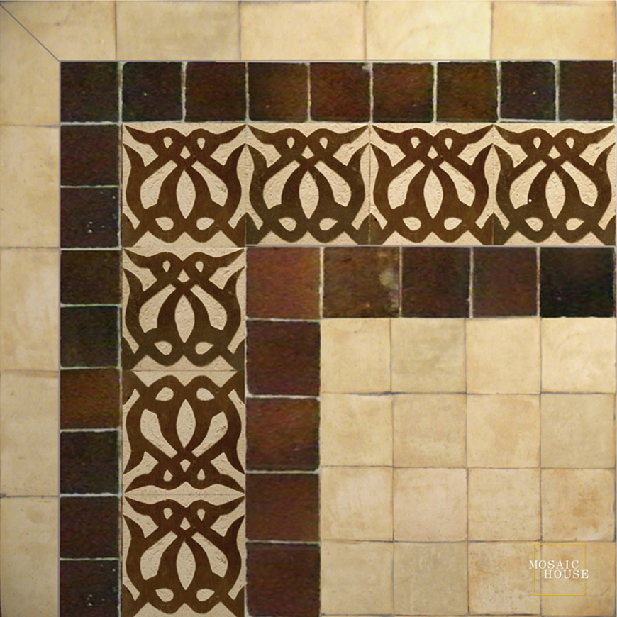 Mosaic House Moroccan tile Amelie 19 Chiseled 
 Brown  chiseled field 