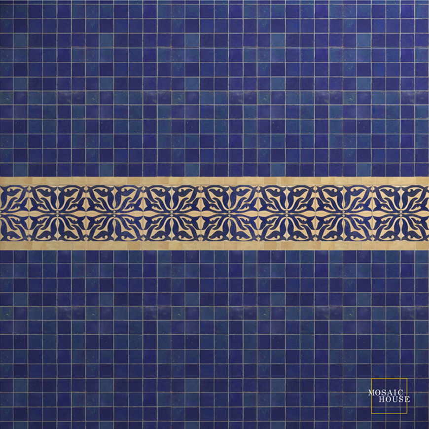Mosaic House Moroccan tile Nicole 15 Chiseled

 Cobalt Blue  chiseled field 