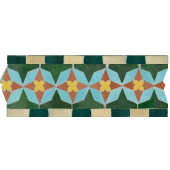 Mosaic House Moroccan tile Diamond 10-13-4-18-11-28 Green Light Turquoise Rust Yellow Beige Teal  zellige, mosaic, zellij, border, glaze 
