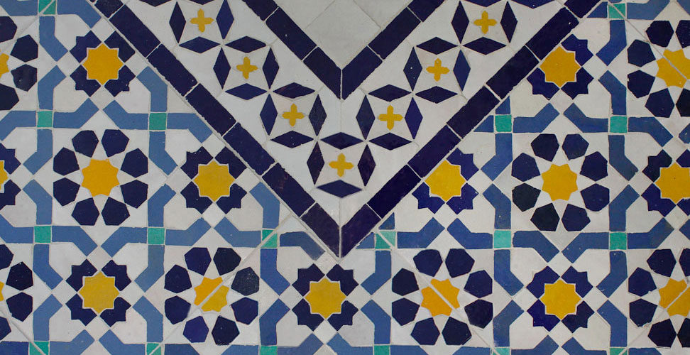 Set of 4 Moroccan Handmade Cement Mosaic Tile Geometric Design 6"x6" 