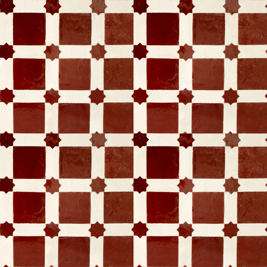 Mosaic House Moroccan tile Alhambra L 7-1 Red White  zellige, mosaic, zellij, field, pattern, glaze 