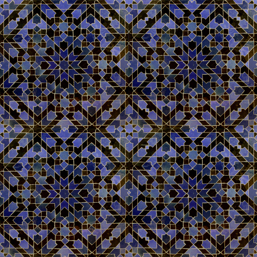 Mosaic House Moroccan tile Batha Trellis 3-15-6 Midnight Blue Cobalt Blue Black  zellige, mosaic, zellij, field, pattern, glaze 