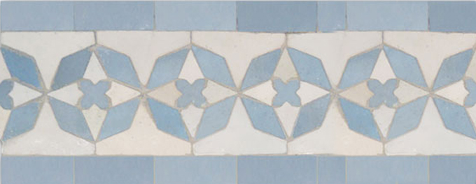 Mosaic House Moroccan tile Diamond 1-17 White Sky blue  zellige, mosaic, zellij, border, glaze, classic 