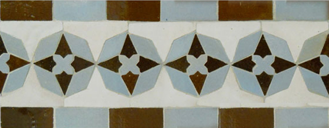 Mosaic House Moroccan tile Diamond 1-17-19 White Sky blue Brown  zellige, mosaic, zellij, border, glaze, classic 