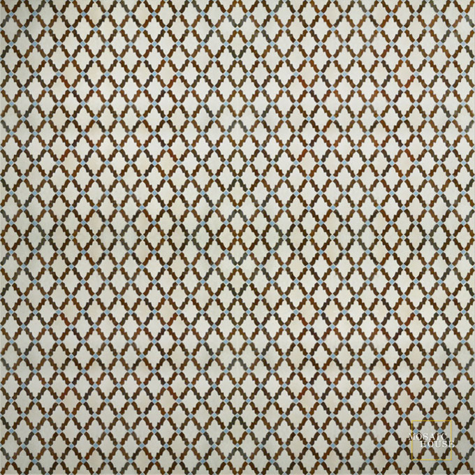 Mosaic House Moroccan tile Darj 1-19-17 White Brown Sky blue  zellige, mosaic, zellij, field, pattern, glaze 