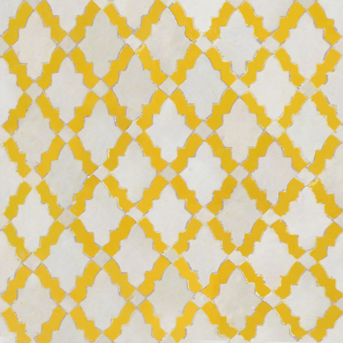 Mosaic House Moroccan tile Darj 1-18 White Yellow  zellige, mosaic, zellij, field, pattern, glaze 