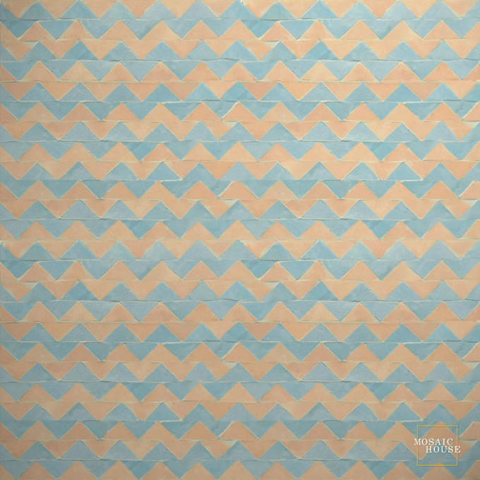 Mosaic House Moroccan tile Joon 14-17 Natural, Unglazed, Terracotta Sky blue  zellige, mosaic, zellij, field, pattern, glaze 