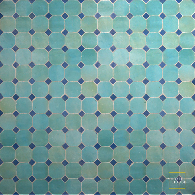 Mosaic House Moroccan tile Kora MDV 13-2 Light Turquoise Light Blue  zellige, mosaic, zellij, field, pattern, glaze 