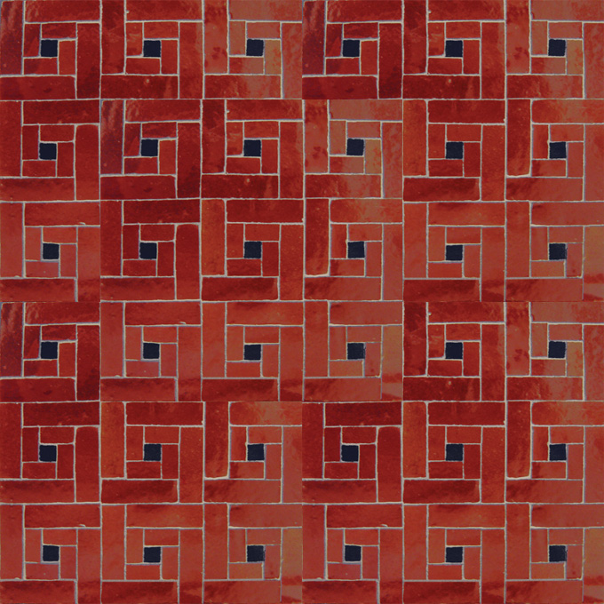 Mosaic House Moroccan tile Midi Pin 7-6 Red Black  zellige, mosaic, zellij, field, pattern, glaze, simple, classic 