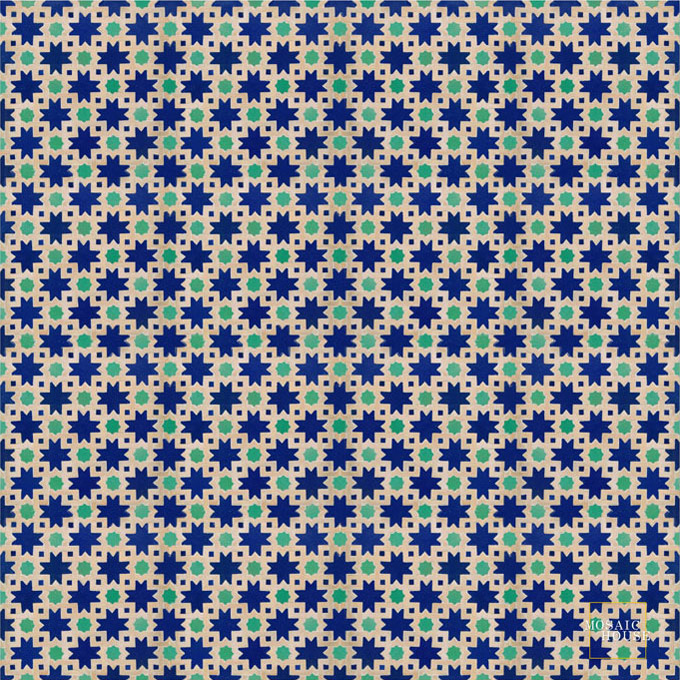 Mosaic House Moroccan tile Mogador 15-12-14 Cobalt Blue Light Green Natural, Unglazed, Terracotta  zellige, mosaic, zellij, field, pattern, glaze 