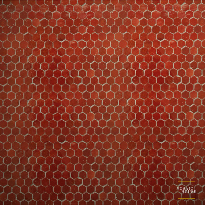 Mosaic House Moroccan tile Sata A 7 Red  solid zellige, mosaic, zellij, field, pattern, glaze 