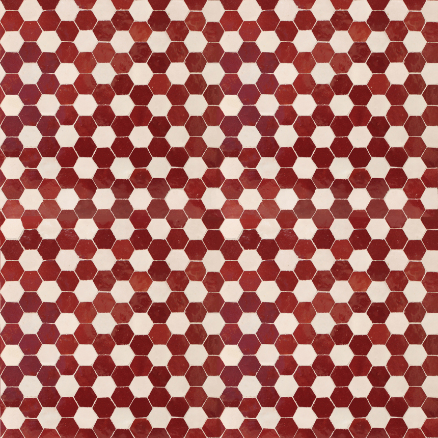 Mosaic House Moroccan tile Sata A 7-1 Red White zellige, mosaic, zellij, field, pattern, glaze