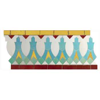 Mosaic House Moroccan tile Ank Alt 1-13-7-18-12 White Light Turquoise Red Yellow Light Green  cement, encaustic, field, pattern, traditional, stars, classic 