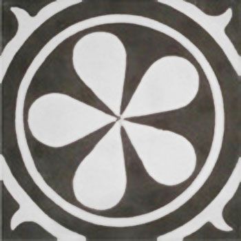 Mosaic House Moroccan tile Aureola C4-14 Black White  cement, encaustic, field, pattern 