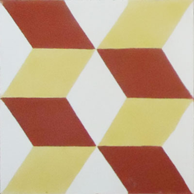Mosaic House Moroccan tile Cubes C14-10-2 White Brick Red Yellow  cement, encaustic, field, pattern 