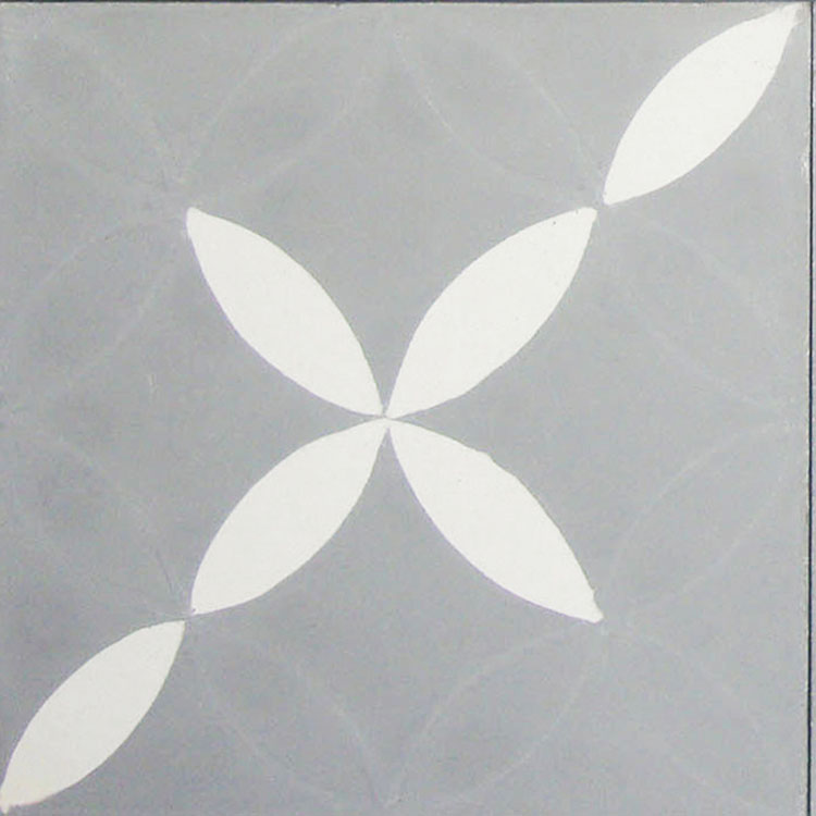 Mosaic House Moroccan tile Daisy Flier C24-14 Silver, gray White  cement, encaustic, field, pattern 