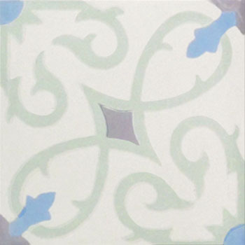 Mosaic House Moroccan tile Lucifer C14-16-6-12 White Pale Jade, green Pacific Blue Winter Violet, purple  cement, encaustic, field, pattern 