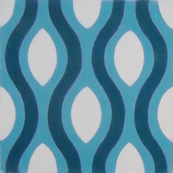 Mosaic House Moroccan tile Prato C C14-6-43 White Pacific Blue Indigo, blue  cement, encaustic, field, pattern 