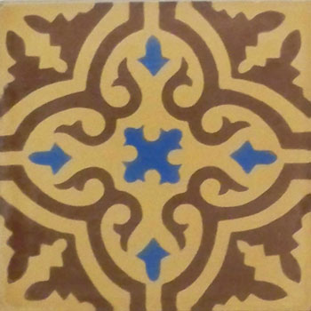 Mosaic House Moroccan tile Rosa C1-26-11 Custom Brown Blue  cement, encaustic, field, pattern 