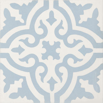 Mosaic House Moroccan tile Rosa C14-39 White Sky Blue  cement, encaustic, field, pattern 