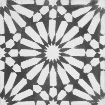Mosaic House Moroccan tile Rugosa C14-4 White Black  cement, encaustic, field, pattern 