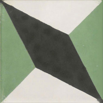 Mosaic House Moroccan tile Sailor C4-14-30 Reverse Black White Spring Green  cement, encaustic, field, pattern 