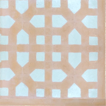 Mosaic House Moroccan tile Nejarine C9-16 Burnt Ochre, orange Pale Jade, green  cement, encaustic, field, pattern 