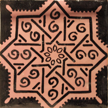 Mosaic House Moroccan tile Alamida 6-21 Black Pink  hand painted 