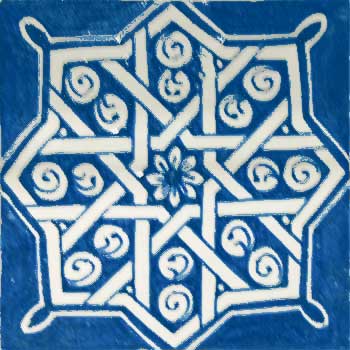 Mosaic House Moroccan tile Alamida F 15-1 Cobalt Blue White  hand painted 