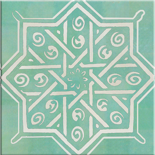 Mosaic House Moroccan tile Alamida F 12-1 Light Green White  hand painted 
