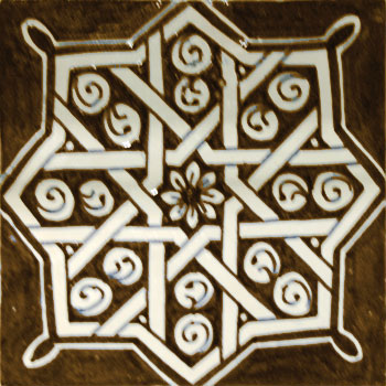 Mosaic House Moroccan tile Alamida F 19-1 Brown White  hand painted 