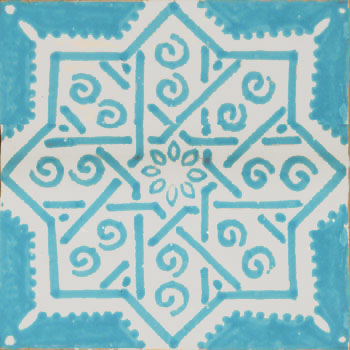 Mosaic House Moroccan tile Alamida 23-1 Turquoise White  hand painted 