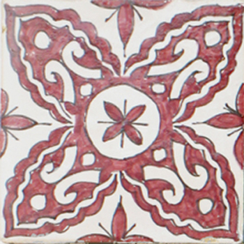 Mosaic House Moroccan tile Dauphine Red SM  solid hand painted 
