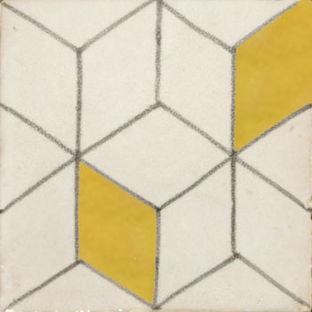 Mosaic House Moroccan tile HPC_Cubes 1-18 Custom White Yellow  hand painted 