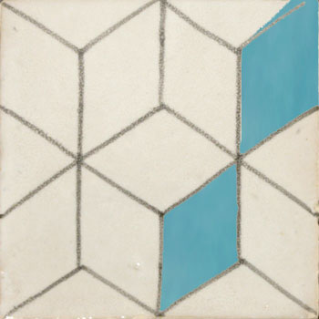 Mosaic House Moroccan tile HPC_Cubes 1-23 Custom White Turquoise  hand painted 